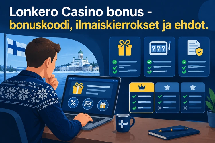 Lonkero Casino bonus - bonuskoodi, ilmaiskierrokset ja ehdot